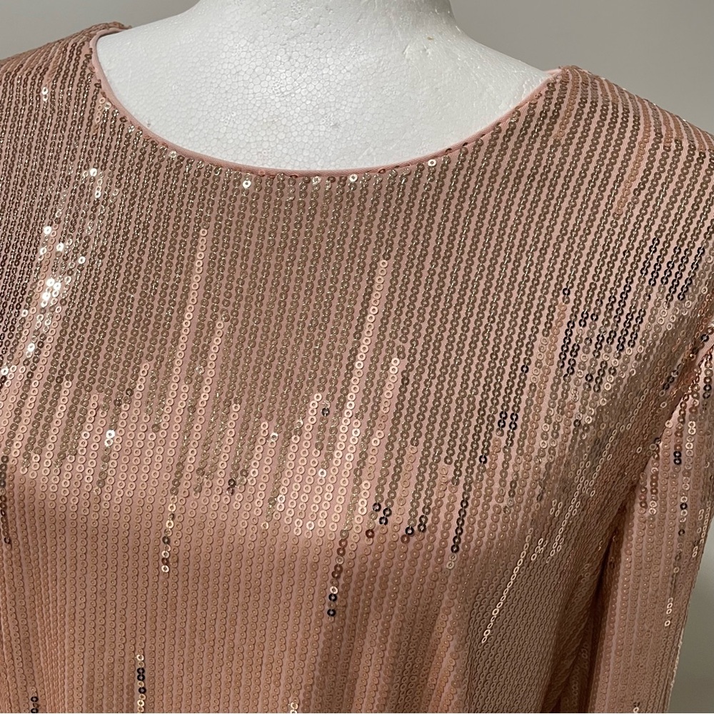 NWT Blush Pink Vince Camuto Sequin Dress Holiday Party Formal New Years Eve - Picture 3 of 14